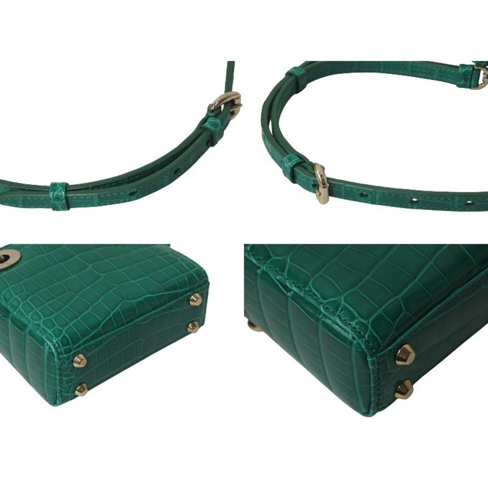 Dior Christian Green Shoulder Lady Crocodile Bag - Picture 5 of 8